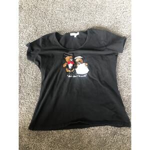 Prada Girls Kids Youth XL T Shirt Black Beaded Bears See Measurements B6